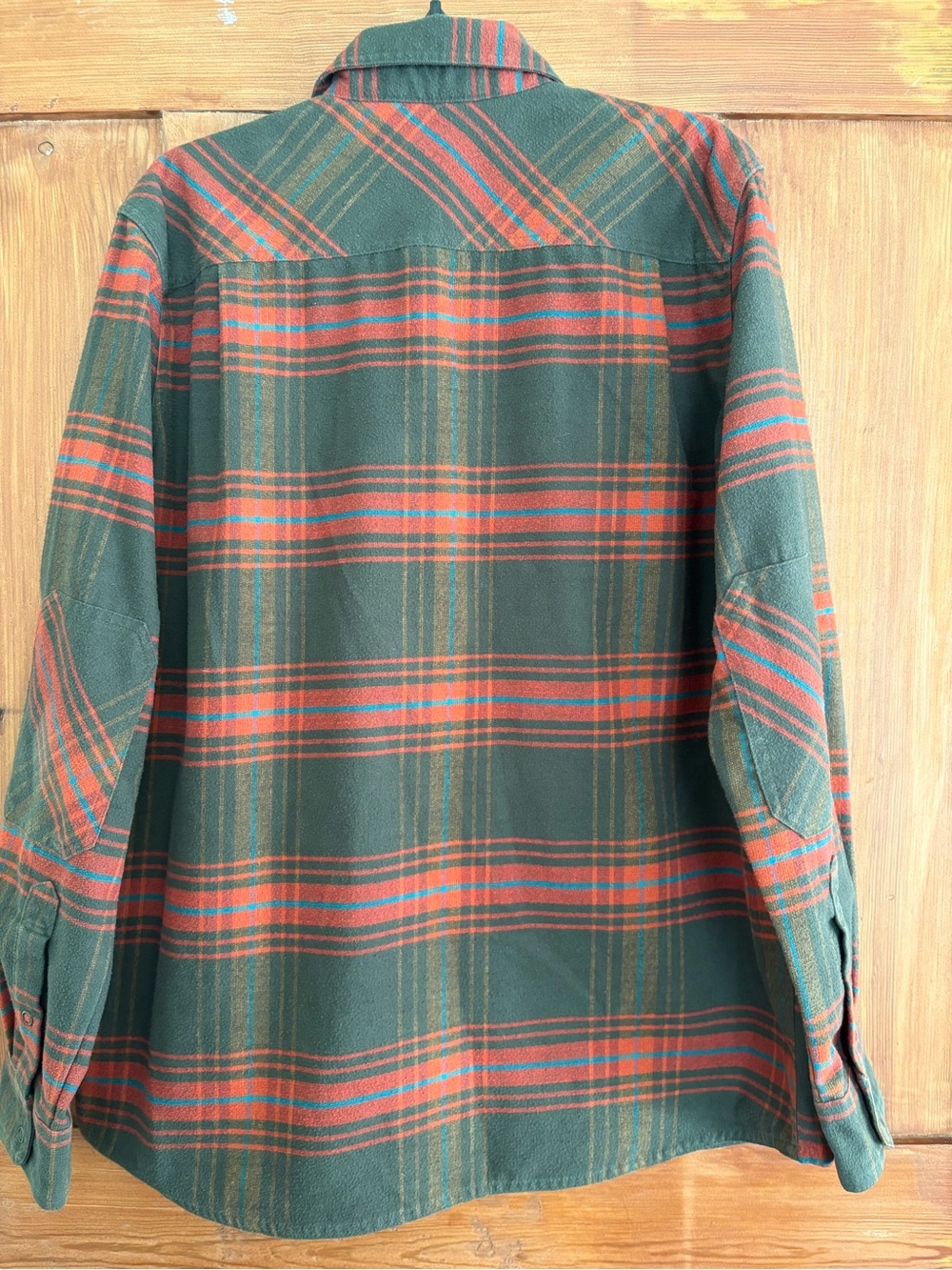 Men's LL Bean Brown Red Plaid Snaps Elbow Patches Wool Blend Shirt Size L - Picture 4 of 9